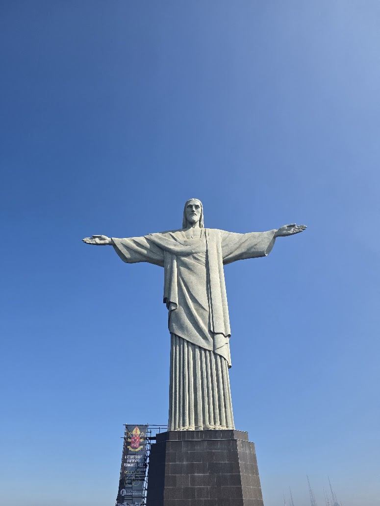 Christ the Redeemer beneath a blue sky