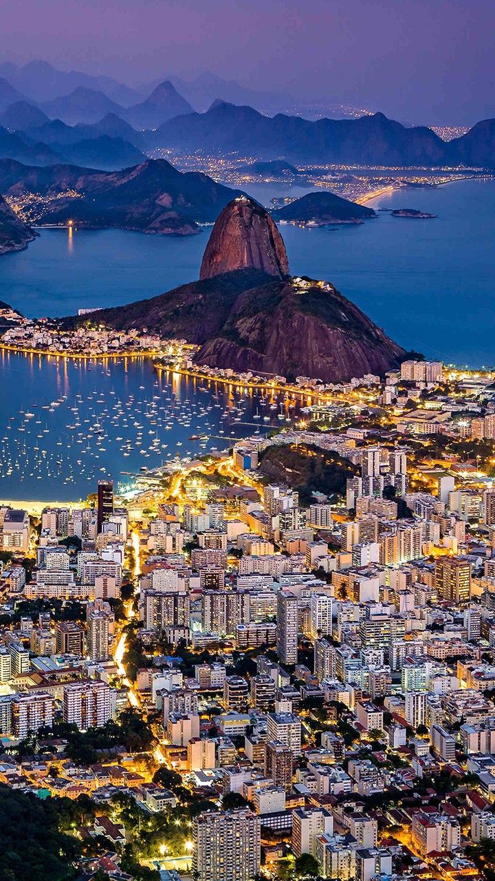 Rio skyline and Sugarloaf Mountain at dusk