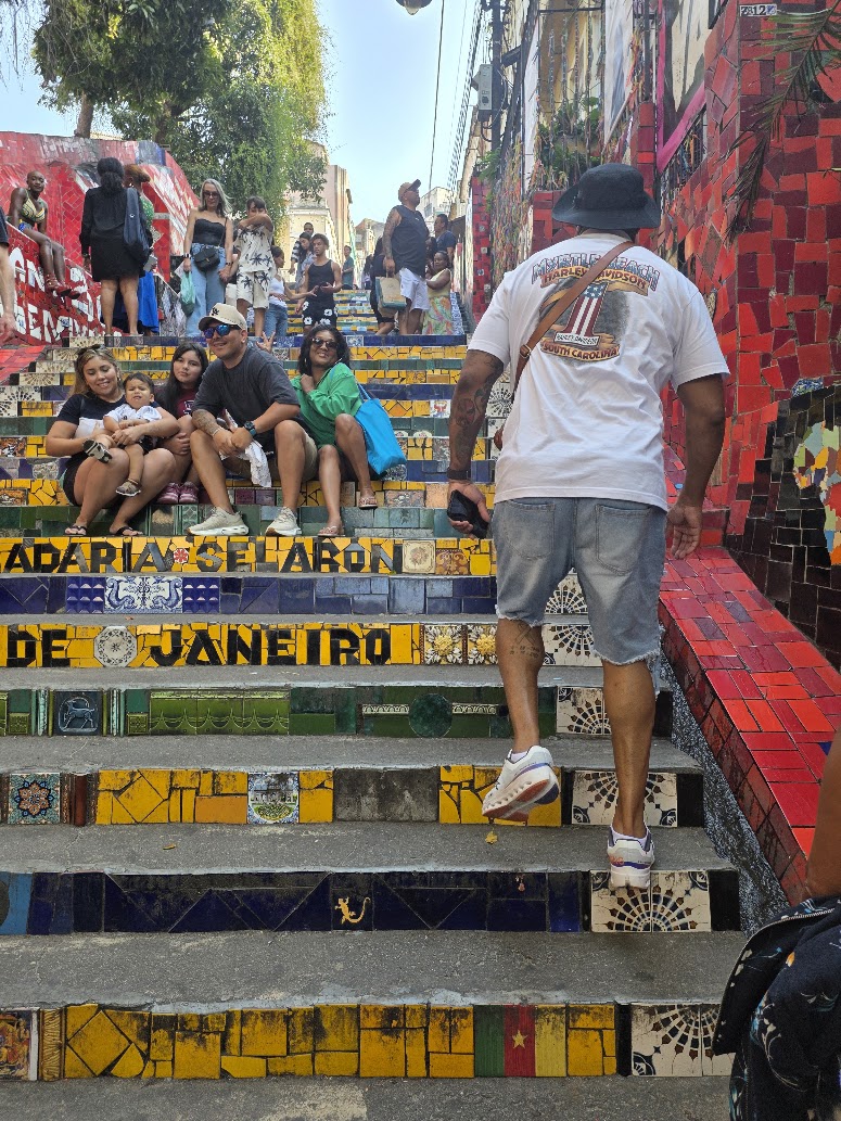 Travelers exploring Rio’s colorful Selarón steps