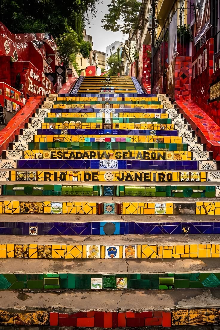 Colorful tiled Escadaria Selarón steps in Rio de Janeiro
